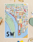 SW DC Map Art Print