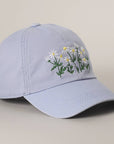 Daisy Bloom Embroidered Cotton Baseball Cap