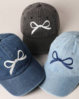 Trendy Bow Embroidered Denim Baseball Cap