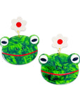 Frog and Flowers Acetate Earrings