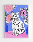 Cat Amongst Flowers 8x10