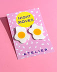 fried egg polymer clay earring