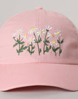 Daisy Bloom Embroidered Cotton Baseball Cap