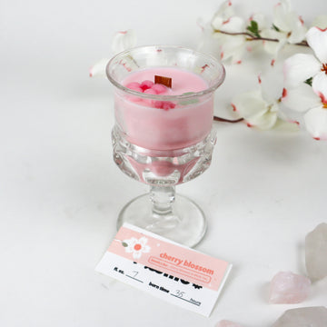 Vintage Glass Cherry Blossom Scent Soy Candle 3