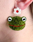Frog and Flowers Acetate Earrings