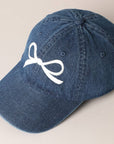 Trendy Bow Embroidered Denim Baseball Cap