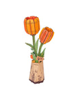 3D Wooden Flower Puzzle: Orange Tulip