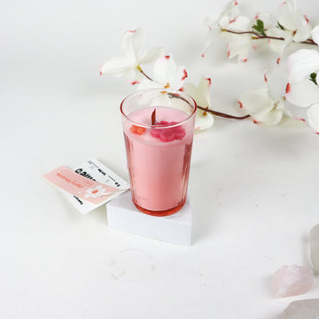 Vintage Small Pink Glass Cherry Blossom Scent Soy Candle