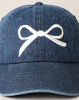 Trendy Bow Embroidered Denim Baseball Cap