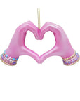 5" Resin Pink Heart Hand Ornament