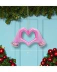 5" Resin Pink Heart Hand Ornament