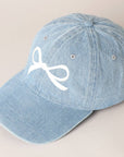 Trendy Bow Embroidered Denim Baseball Cap