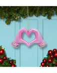 5" Resin Pink Heart Hand Ornament