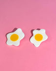 fried egg polymer clay earring
