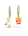 Seagull & Fries Earrings - Gold Coastal Beach Statement
