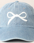 Trendy Bow Embroidered Denim Baseball Cap