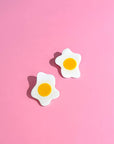 fried egg polymer clay earring