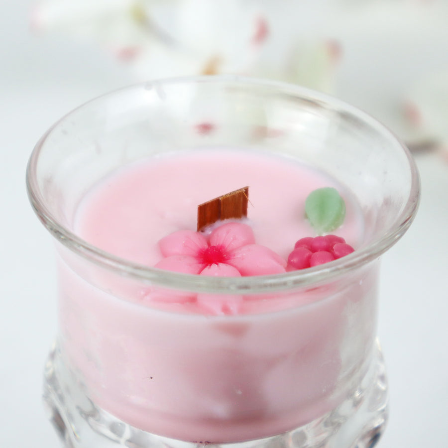 Vintage Glass Cherry Blossom Scent Soy Candle 3