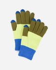 Trio Colorblock Knit Touchscreen Gloves - Lime/Cobalt
