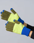 Trio Colorblock Knit Touchscreen Gloves - Lime/Cobalt
