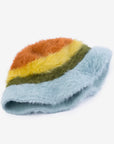 Fur Stripe Bucket Hat - Stone Blue Moss