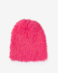 Faux Fur Knit Beanie - Fuschia