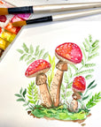 Watercolor Mushroom Garden