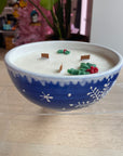 Novelty Holiday Glassware - Frosted Mistletoe Scented Soy Organic Candle