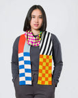 Pattern Patch Skinny Knit Scarf - Rainbow