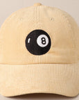 8 Ball Embroidered Corduroy Cap