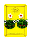 Frog and Flowers Acetate Earrings