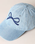 Trendy Bow Embroidered Denim Baseball Cap