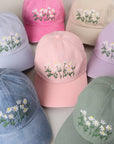 Daisy Bloom Embroidered Cotton Baseball Cap