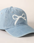 Trendy Bow Embroidered Denim Baseball Cap
