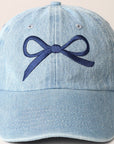 Trendy Bow Embroidered Denim Baseball Cap