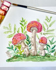 Watercolor Mushroom Garden