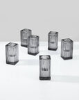 Smoke Fluted Glass Square Candlestick Holder