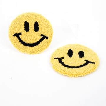 Punch Needle Mug Rug - Yellow Smiley Face