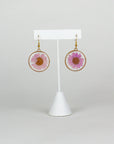 Pink Daisy Pressed Flower Earrings