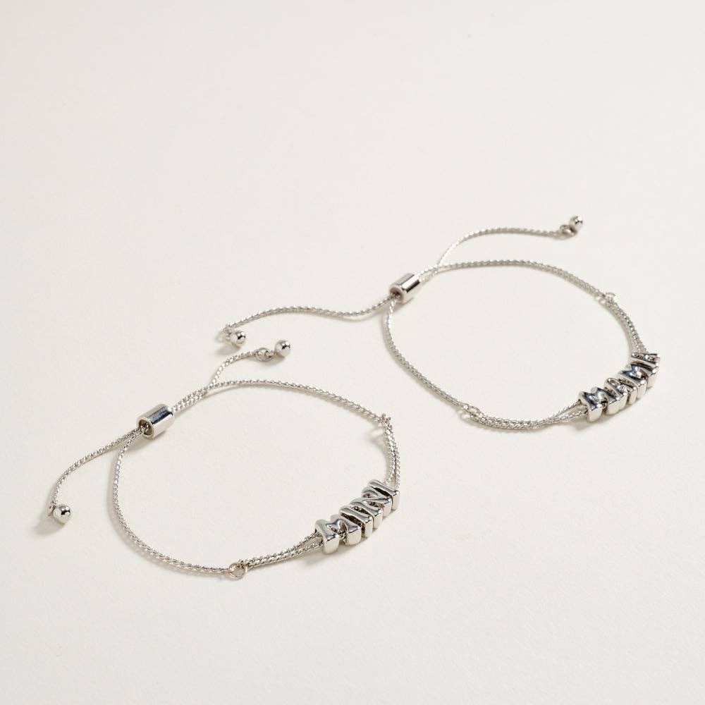 7.25 Inch Metal Puffy Mama Mini Pendant Bracelet
