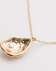 18K Gold Dipped Necklace with Seashell Pearl Pendant