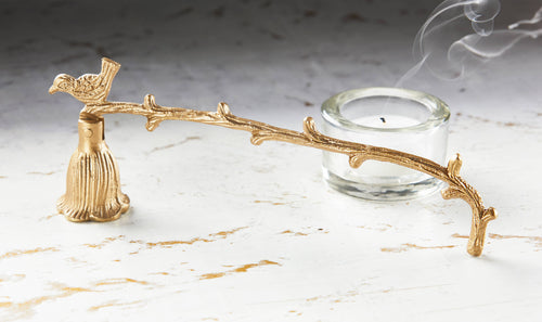 Bird On Twig Candle Snuffer Antique Brass Aluminum Everyday