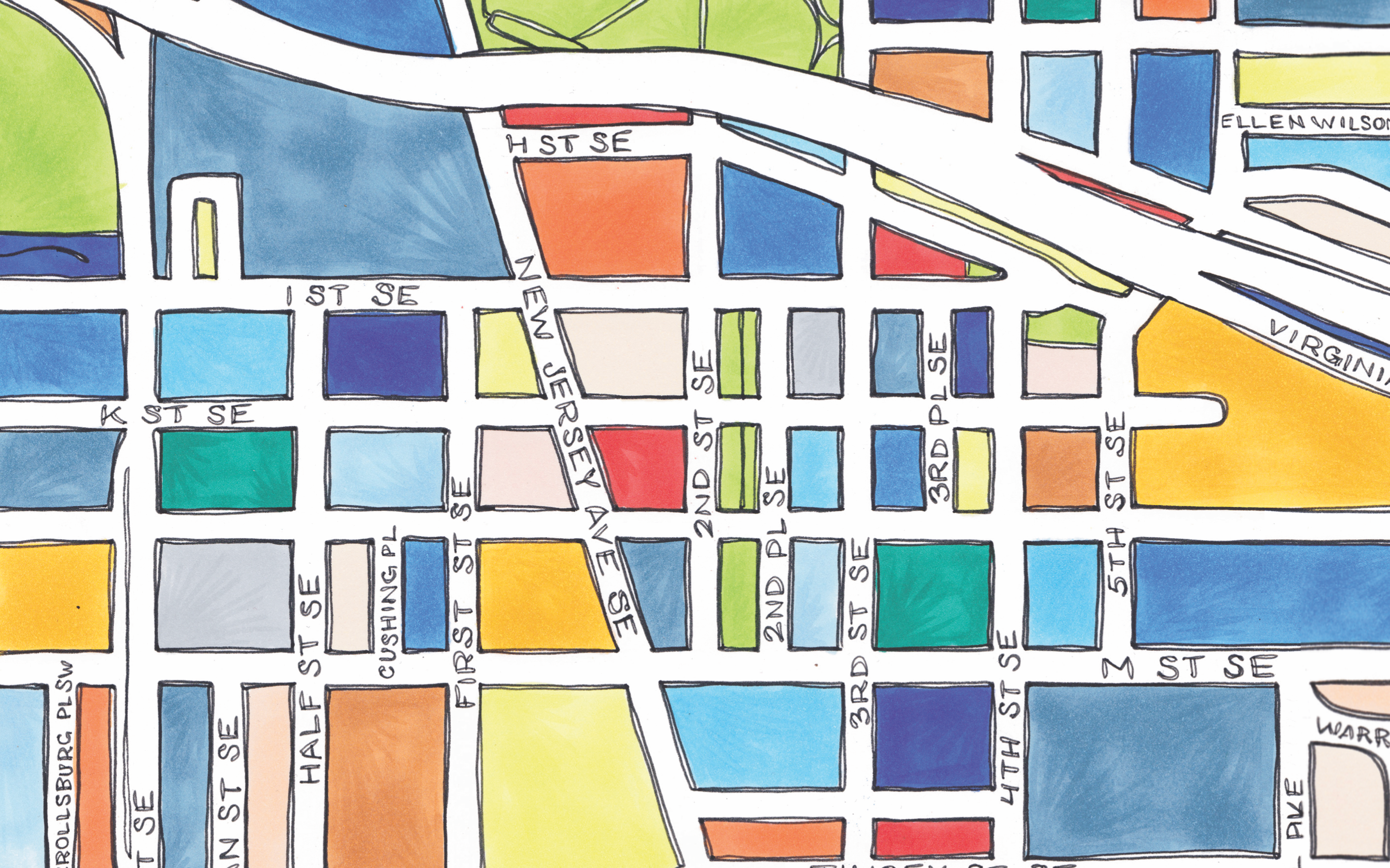 Navy Yard Map Art Print