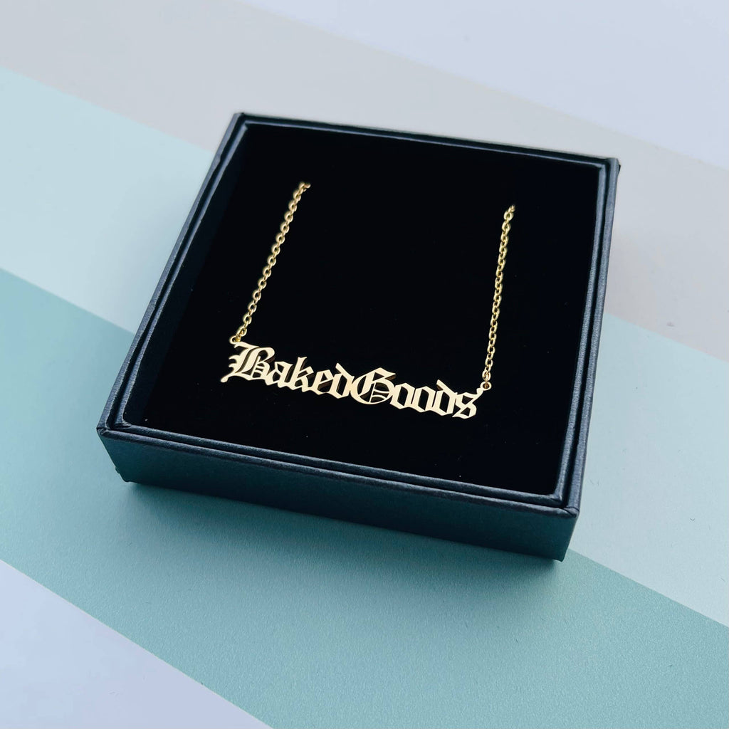 Baked Goods word Necklace stainless steel silver baking