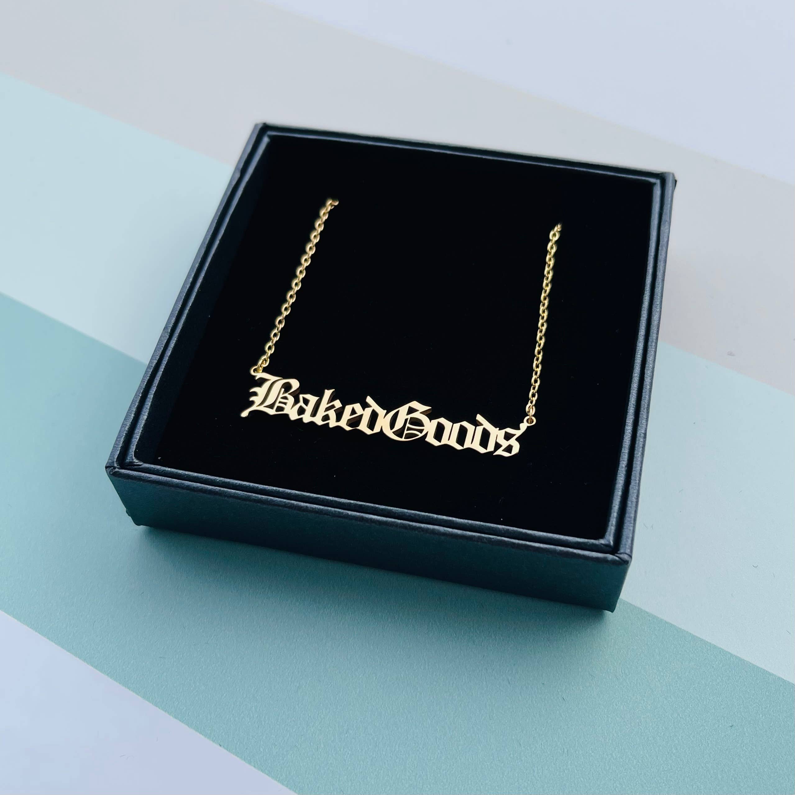 Baked Goods word Necklace stainless steel silver baking