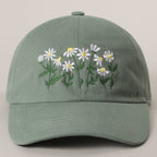 Daisy Bloom Embroidered Cotton Baseball Cap