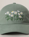 Daisy Bloom Embroidered Cotton Baseball Cap