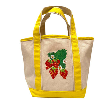 Strawberry Mini Canvas Tote Bag Vintage Inspired