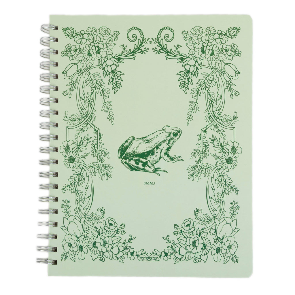 Frog Toile Spiral Notebook, 8x10 Stationary Journal