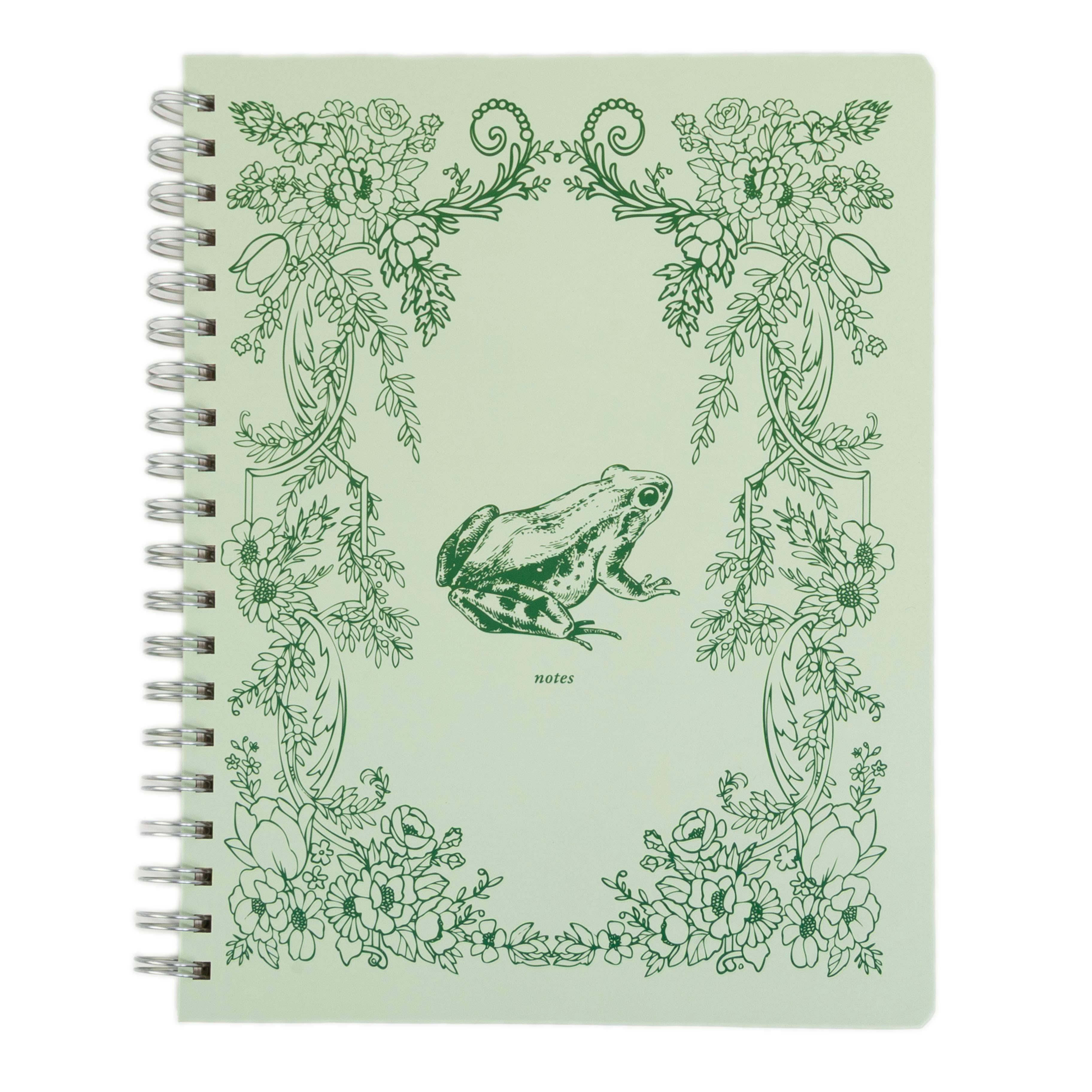 Frog Toile Spiral Notebook, 8x10 Stationary Journal
